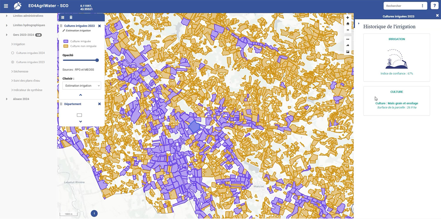 EO4AW parcelles irriguées