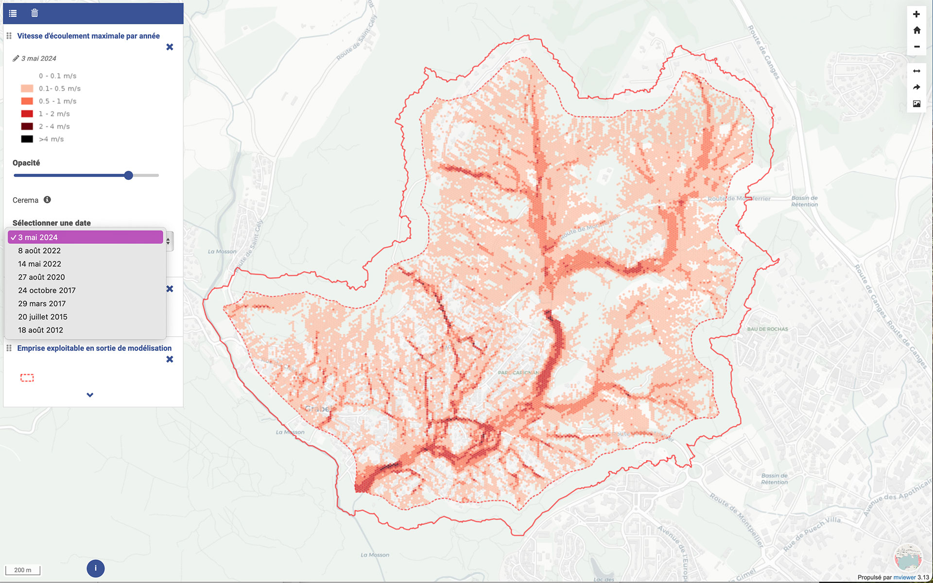 impact OCS sur vitesse d'écoulement