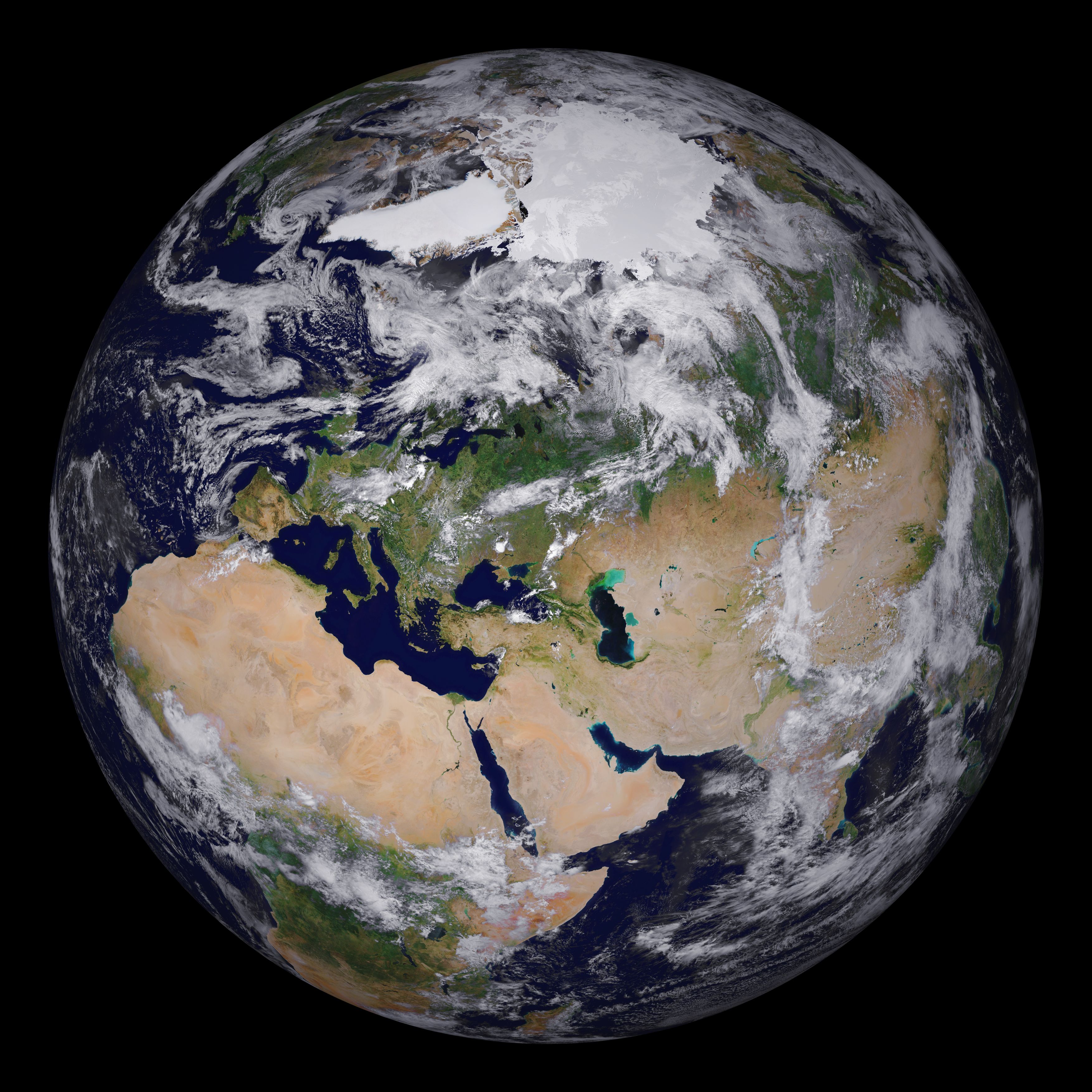 Globe terrestre réalisé à partir d'images Sentinel-2