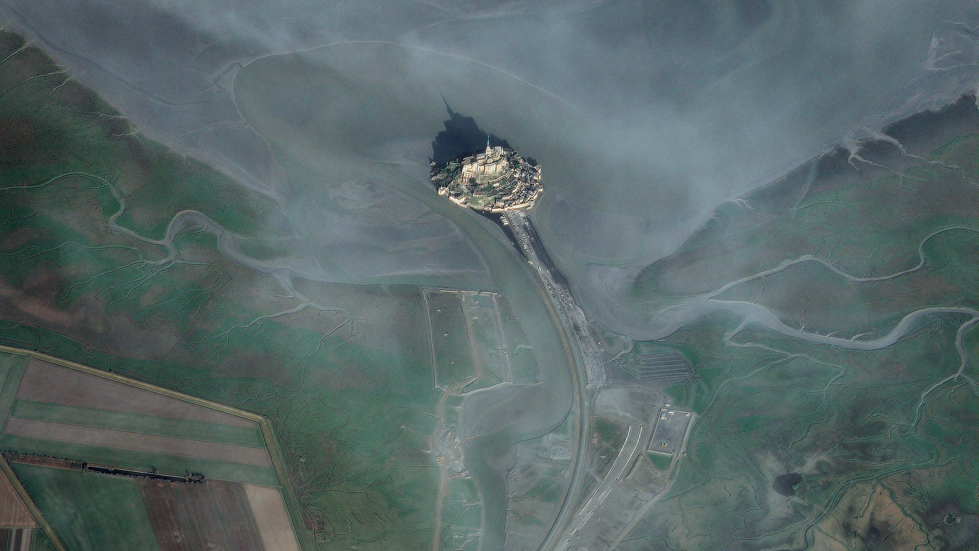 Mont Saint-Michel (France), one of the first images taken by the Pleiades satellites in February 2012. 