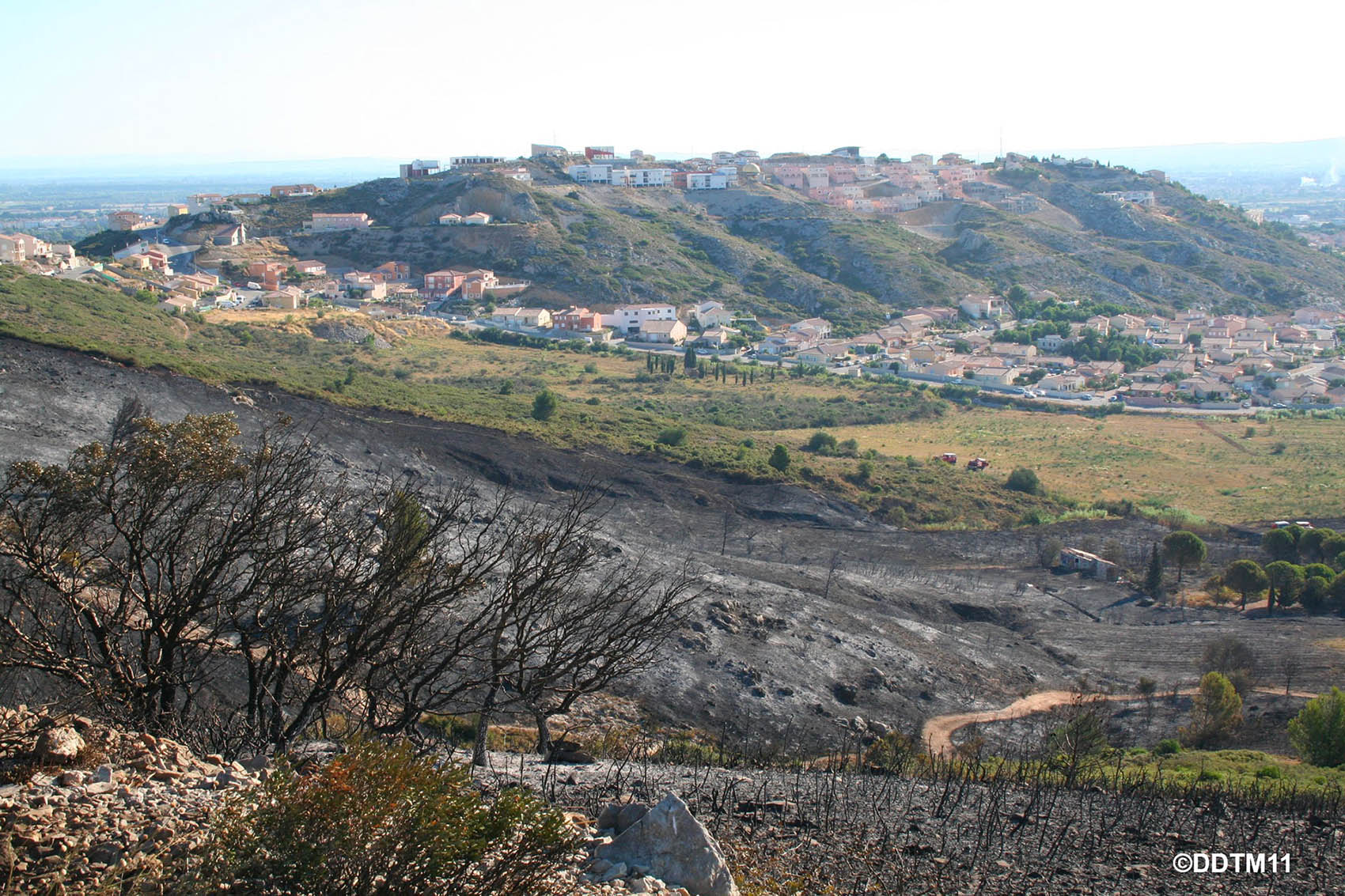 Scrubland fire on the outskirts of the city of Narbonne.