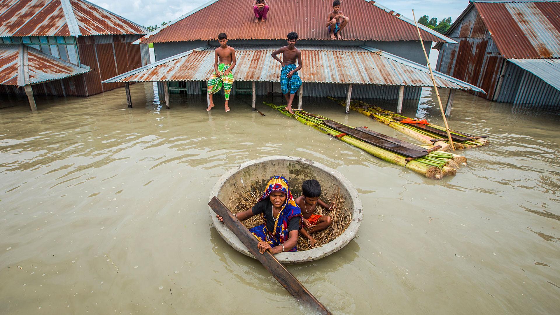 Bangladesh, July 16th, 2020. Storm surges caused by more frequent and powerful cyclones push walls of water 80 to 100 km along the delta rivers.