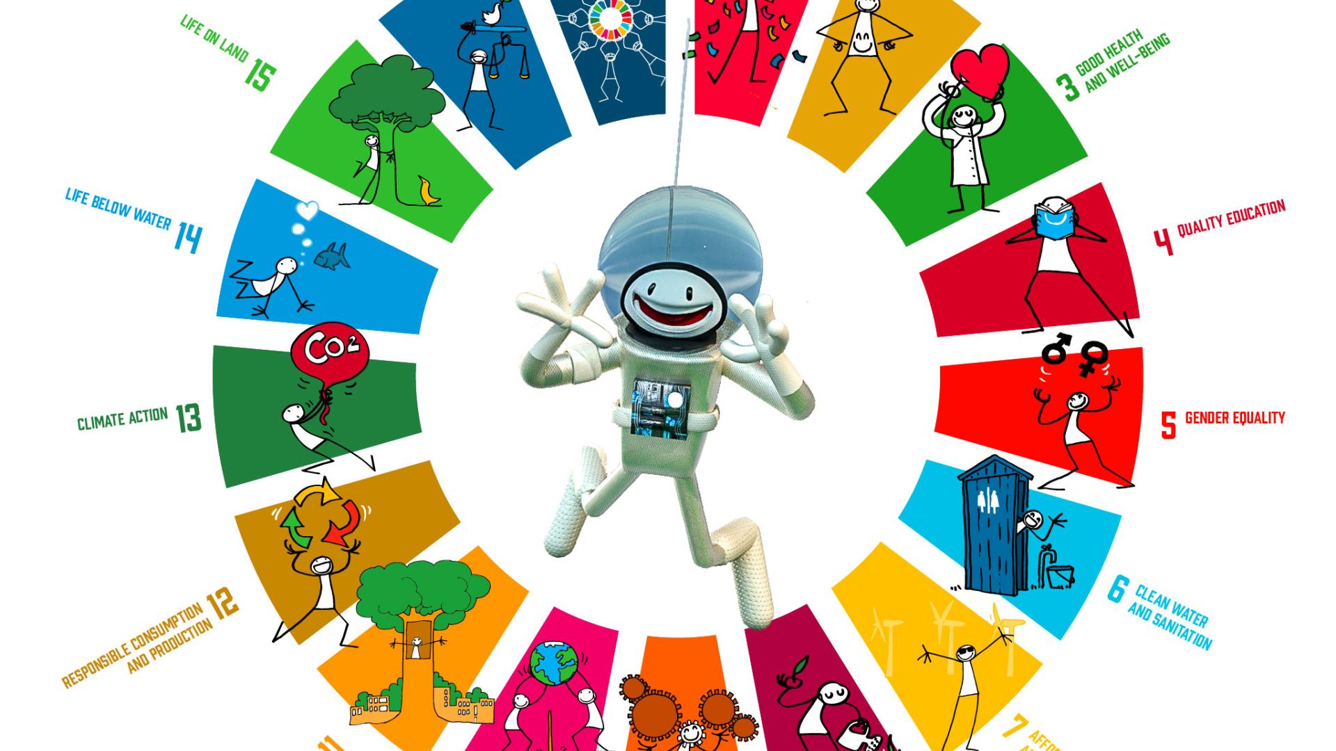 In 2022, the SCO asked ELYX, the United Nations' digital ambassador, to talk about the SDGs. ELYX then donned an astronaut's outfit to support the contribution of space to achieving the SDGs.