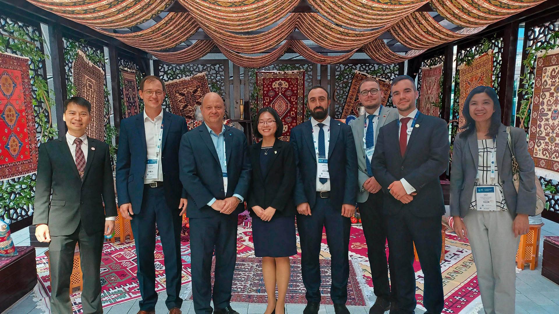 Some of the SCO members present in Baku: (from left to right) Ronald Tong (OSTin, Singapore), Frédéric Bretar and Lionel Suchel (CNES, France), Xing Yi ANG (UNOOSA), Ismat Bakhisov (Azercosmos, Azerbaijan), Daniel Sagath and Michal Brichta (SARIO, Slovakia), Tanita Suepa (GISTDA, Thailand).