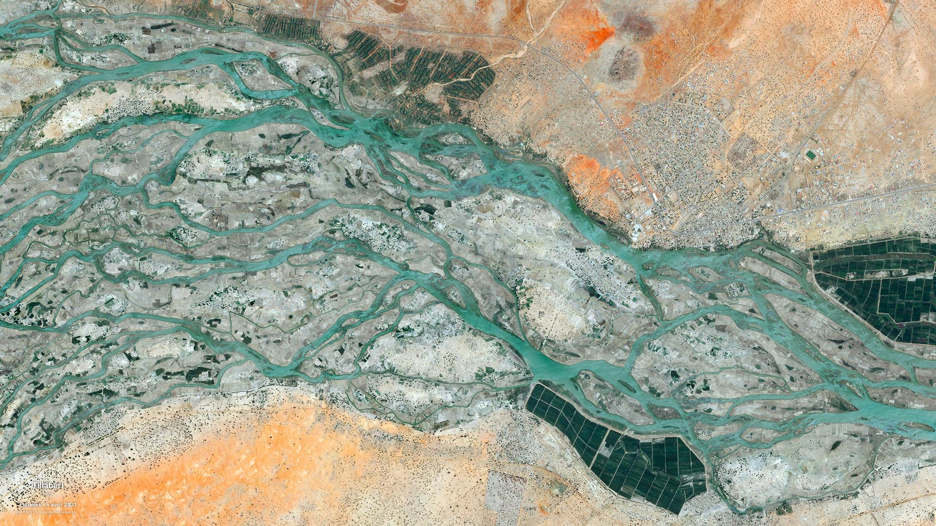 Several projects of the 2023 edition are developing their demonstrators in West Africa, which is particularly vulnerable to the impacts of climate change. Here is the region of Tillabéri, in the south-west of the Republic of Niger, under the eye of Pleiades satellite.
