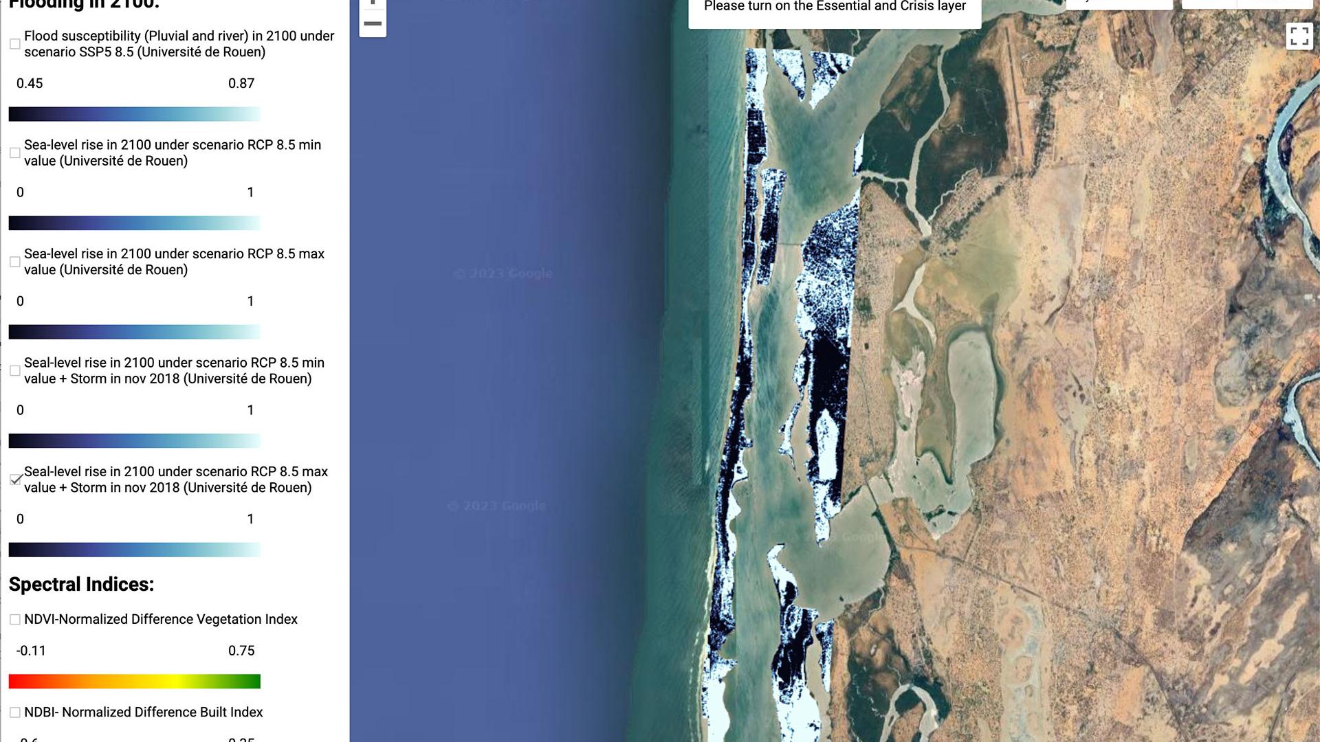 The SCO St Louis platform lets you "play" with different layers of information to estimate and understand coastal vulnerability to the hazards and risks of climate change.