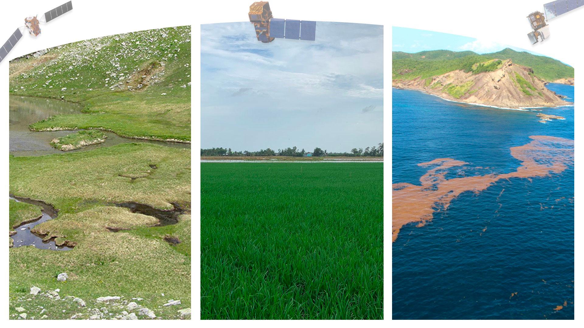 From left to right: Mercantour Park (France), Mekong Delta (Vietnam), Martinique (French West Indies). 