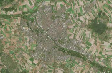 AEROLAB Space focalise ses premiers développements sur la ville de Reims, ici vue par Sentinel-2 le 7 octobre 2023.