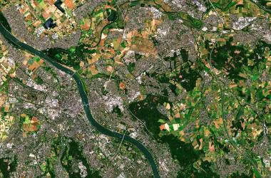 The city of Bonn (Germany), which hosted the Living Planet Symposium 2022, seen by the Sentinel-2 satellite. 