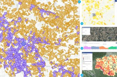Excerpts from the EO4AgriWater platform. 1 Irrigated/non-irrigated crops. 2 Drought anomaly. 3 Monitoring of water bodies. 4 Drought vulnerability indicator. 