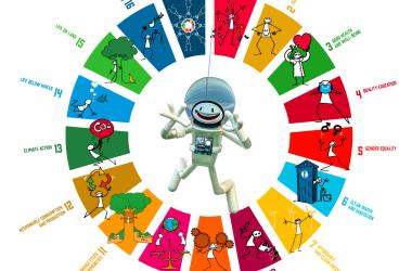 In 2022, the SCO asked ELYX, the United Nations' digital ambassador, to talk about the SDGs. ELYX then donned an astronaut's outfit to support the contribution of space to achieving the SDGs.