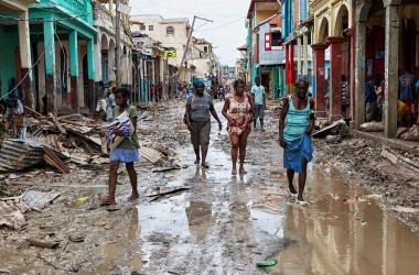 Haiti is regularly hit by cyclones and other heavy rains, as here in October 2016, the area of Les Cayes after Hurricane Matthew.