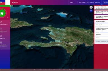 Home page of the Gade Lapli platform showing flood zones. 