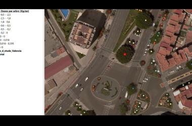 Excerpt from the GreenSpace demonstrator. For each tree, the tool provides information on its species, location, height and impact on air quality (such as the amount of ozone removed or formed annually).