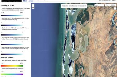 La plateforme SCO St Louis permet de « jouer » avec différentes couches d’informations pour estimer et se rendre compte de la vulnérabilité côtière aux aléas et risques du changement climatique.