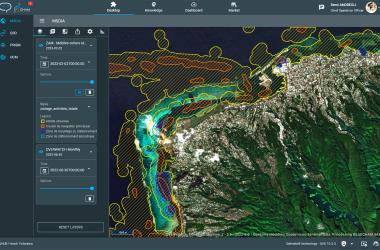 The Qehnelo®PF platform allows the visualisation of three indicators including, here, anthropic pressures in the lagoon environment. 