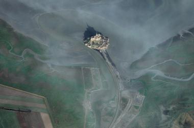 Mont Saint-Michel (France), one of the first images taken by the Pleiades satellites in February 2012. 