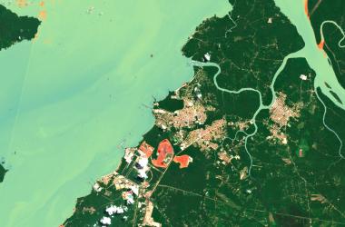 View of the Belém region, in the Amazon estuary, where COP 30 took place. Water turbidity map produced from Sentinel-2 images from the HydroWeb Next platform. 